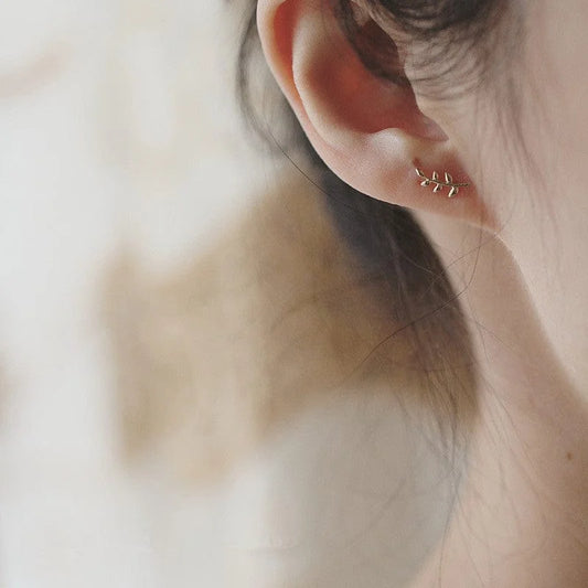 Gold Leaf Stud Earrings – Dainty Nature-Inspired Jewelry for Everyday Wear