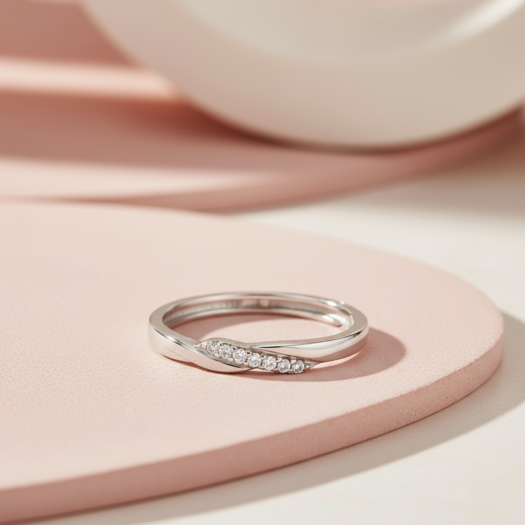 The Silent Promise Rhodium Plated Ring – Elegant Promise & Couple Ring for Women