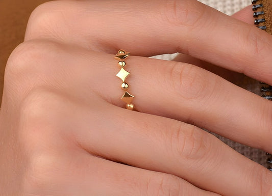 925 Sterling Silver Rhombus Ring – Geometric Minimalist Silver Ring for Women