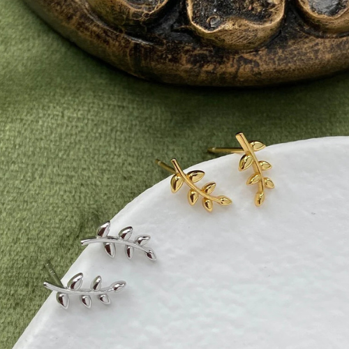 Gold Leaf Stud Earrings – Dainty Nature-Inspired Jewelry for Everyday Wear