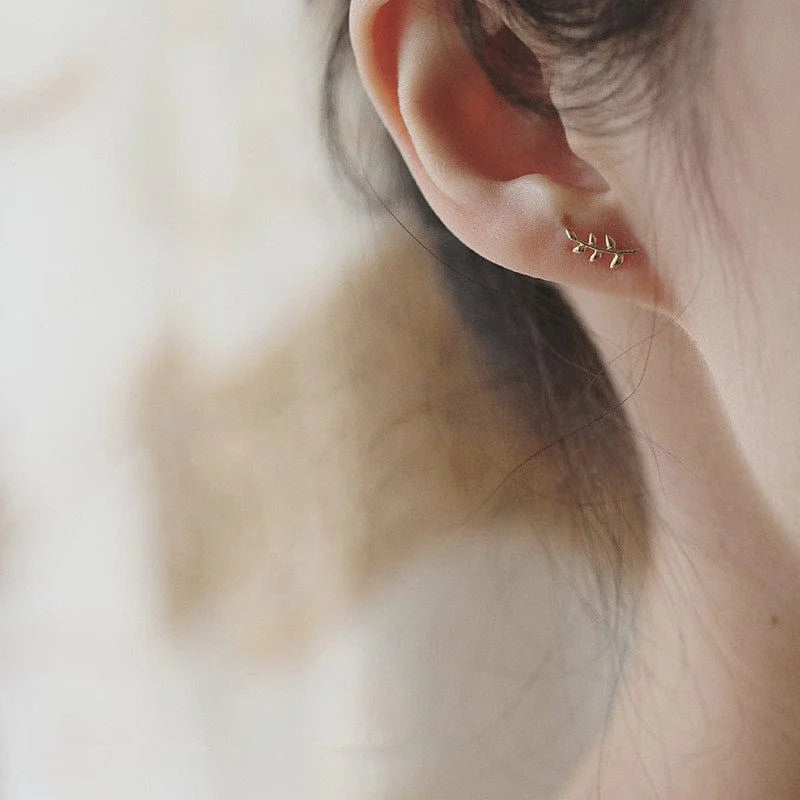 Gold Leaf Stud Earrings – Dainty Nature-Inspired Jewelry for Everyday Wear