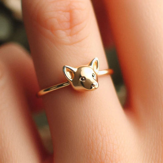 Minimalist Silver Corgi Dog Ring – Dainty Jewelry for Her