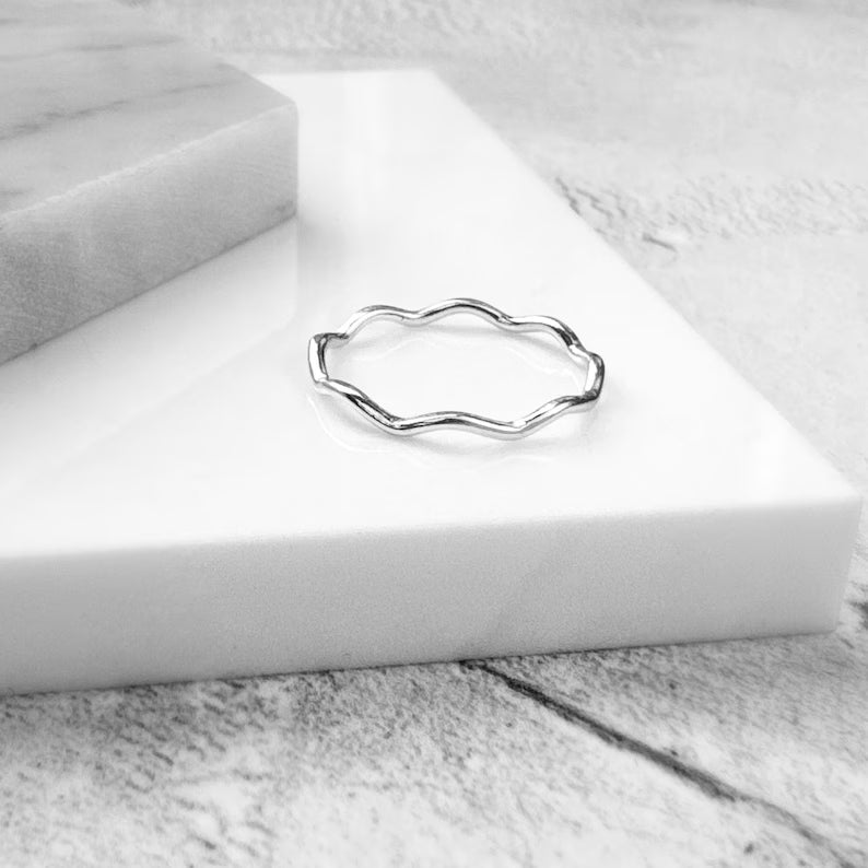 Sterling Silver Wave Ring – Ocean Inspired Minimalist Jewelry