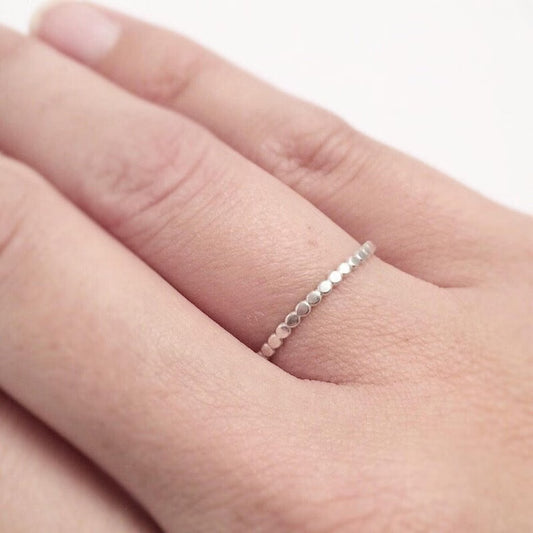 925 Sterling Silver Beaded Ring | Stackable Silver Band (Copy)