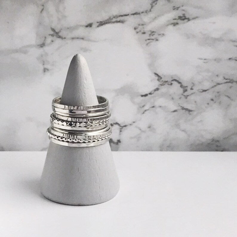 925 Sterling Silver Beaded Ring | Stackable Silver Band (Copy)