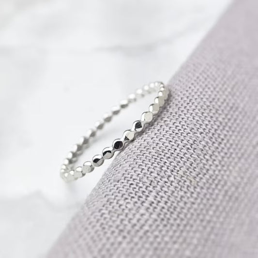 925 Sterling Silver Beaded Ring | Stackable Silver Band (Copy)