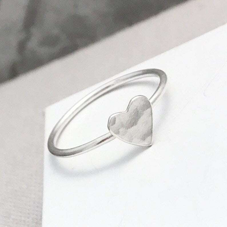 Hammered Heart Ring in Sterling Silver | Romantic Gift for Her