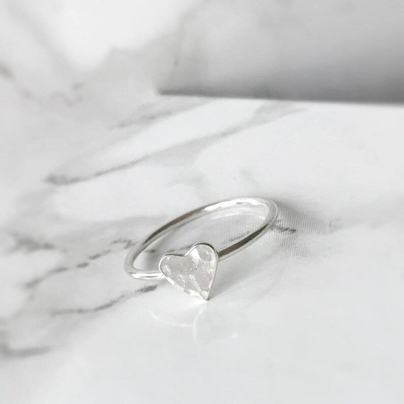 Hammered Heart Ring in Sterling Silver | Romantic Gift for Her