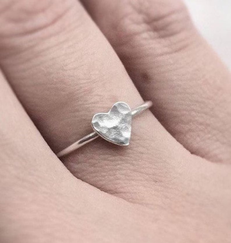 Hammered Heart Ring in Sterling Silver | Romantic Gift for Her