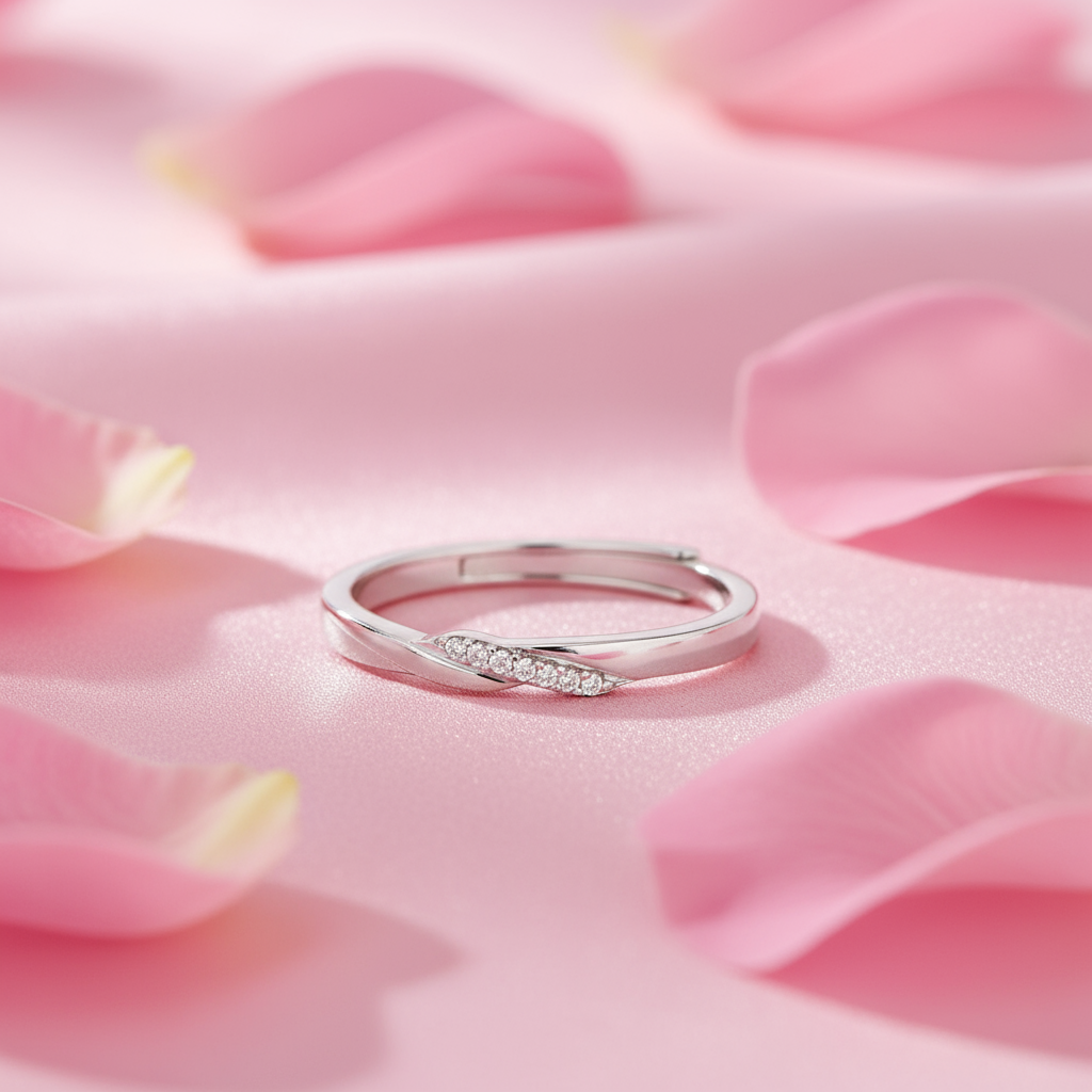 The Silent Promise Rhodium Plated Ring – Elegant Promise & Couple Ring for Women