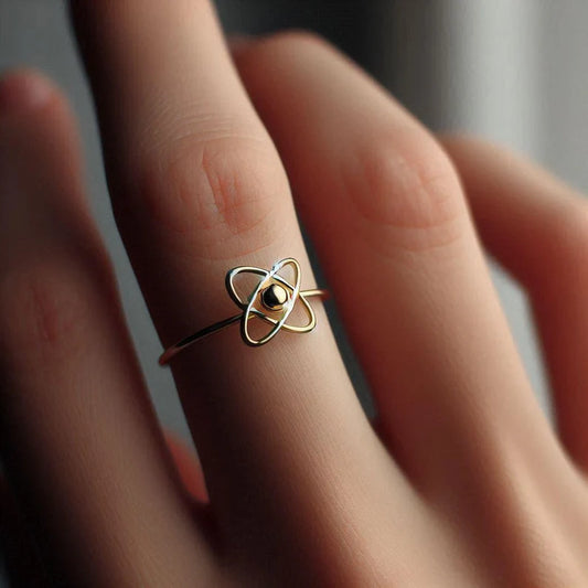 Trendy Silver Atom Ring – Adjustable Minimalist Jewelry for Daily Wear